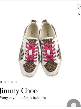 Jimmy Choo Leopard Print Sneakers with Hot Pink Laces